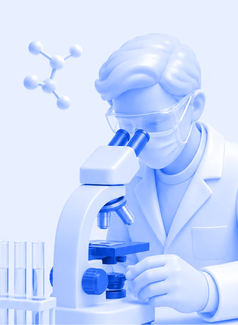 Researcher examining a sample under a microscope
